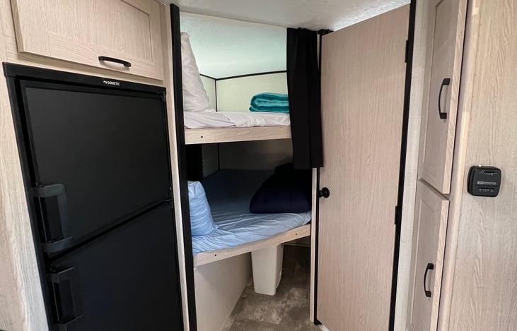 Top and bottom bunk shown here.