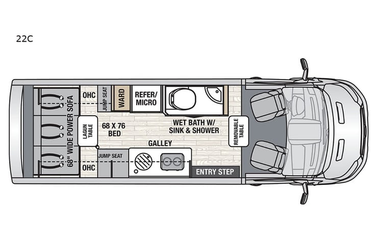 Representative floor plan provided by a trusted RVshare partner.