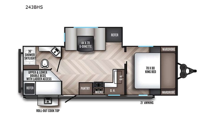 Representative floor plan provided by a trusted RVshare partner.