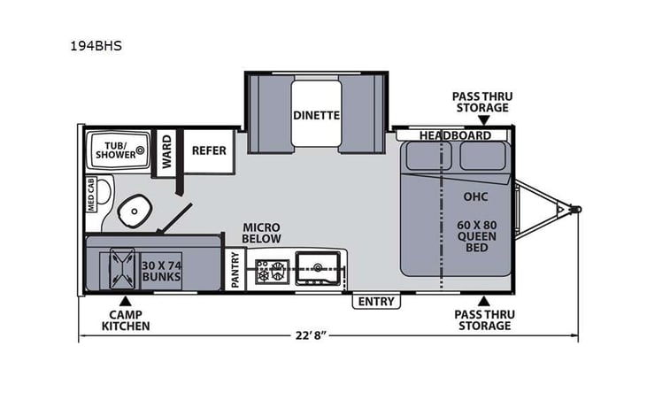 Representative floor plan provided by a trusted RVshare partner.