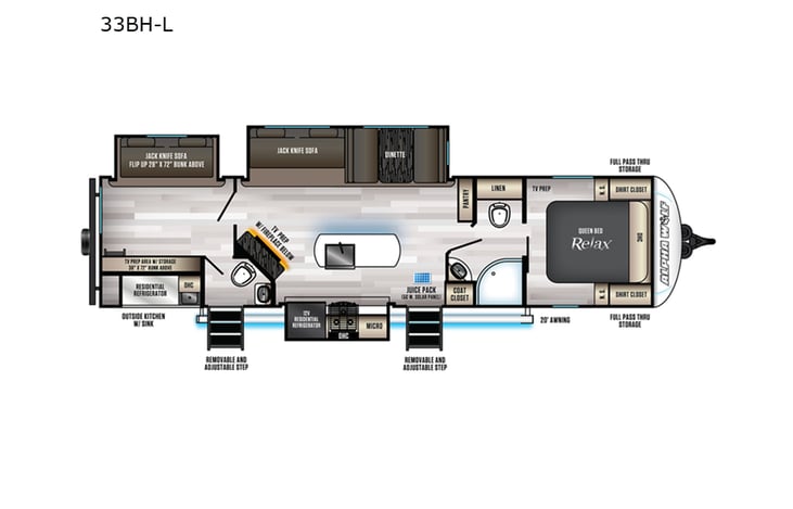 Representative floor plan provided by a trusted RVshare partner.