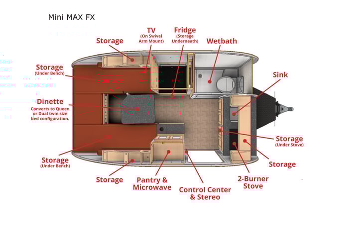 Representative floor plan provided by a trusted RVshare partner.