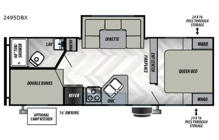 Representative floor plan provided by a trusted RVshare partner.