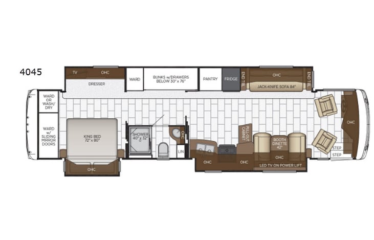 Representative floor plan provided by a trusted RVshare partner.
