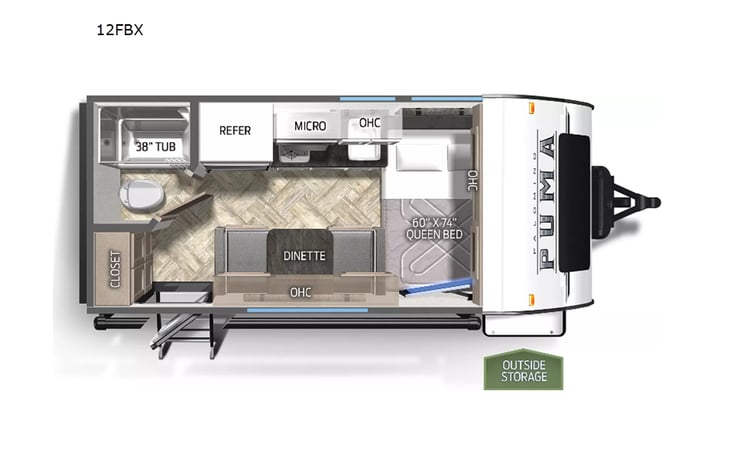 Representative floor plan provided by a trusted RVshare partner.
