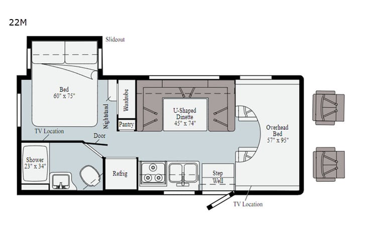 Representative floor plan provided by a trusted RVshare partner.