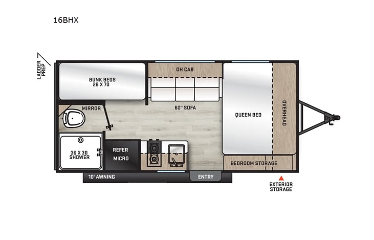 Representative floor plan provided by a trusted RVshare partner.