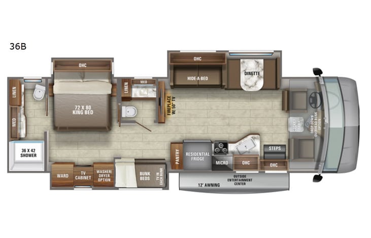 Representative floor plan provided by a trusted RVshare partner.