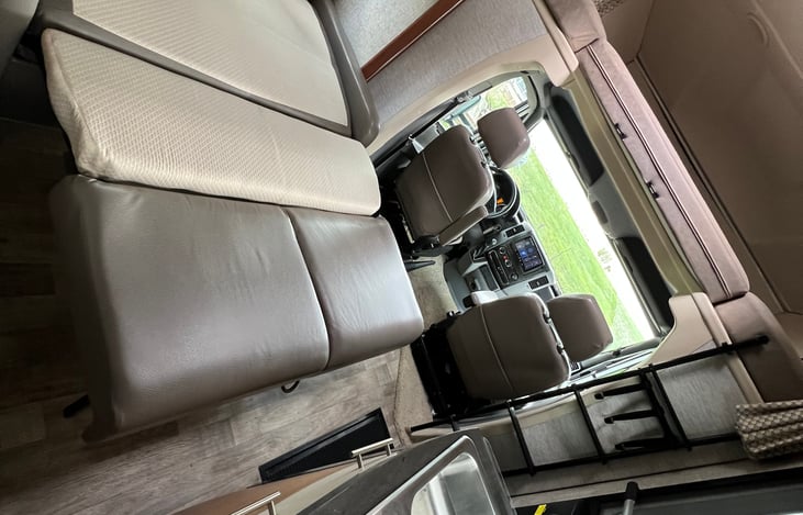 View of the sofa turned into a bed