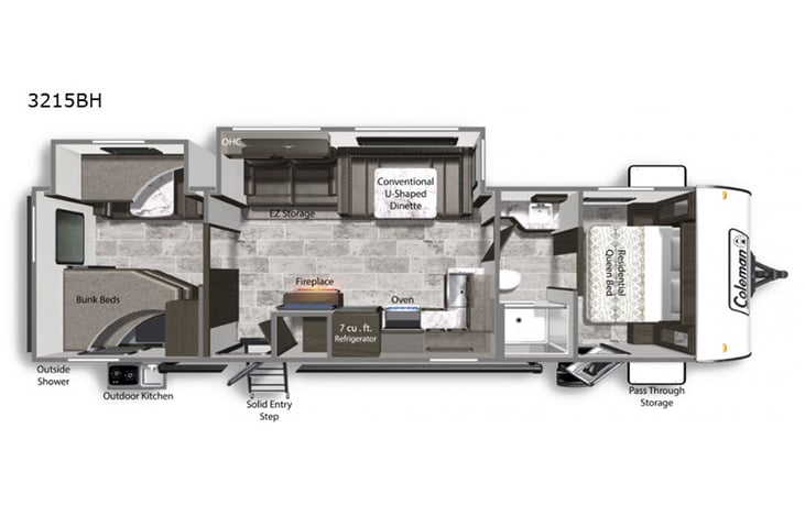 Representative floor plan provided by a trusted RVshare partner.