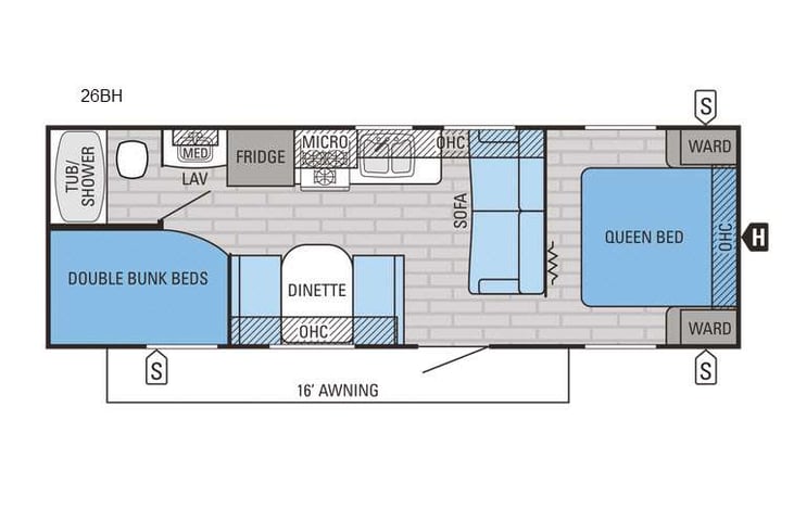 Representative floor plan provided by a trusted RVshare partner.