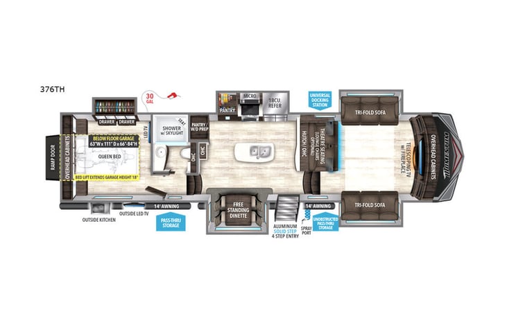 Representative floor plan provided by a trusted RVshare partner.