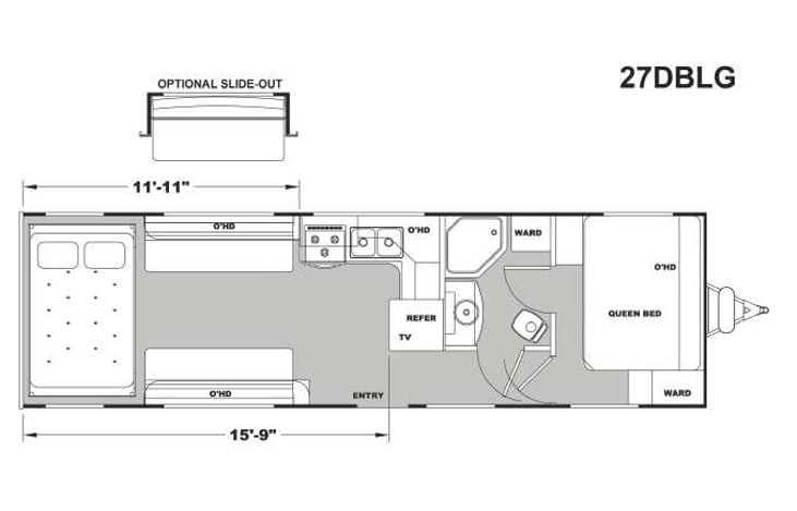 Representative floor plan provided by a trusted RVshare partner.