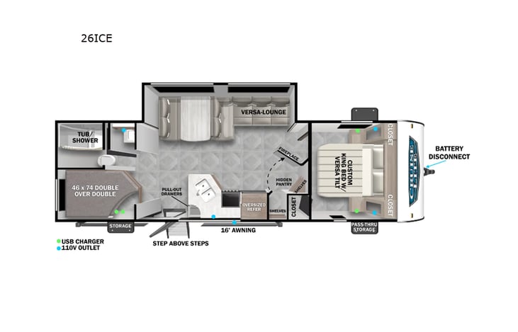 Representative floor plan provided by a trusted RVshare partner.
