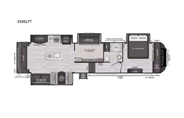 Representative floor plan provided by a trusted RVshare partner.