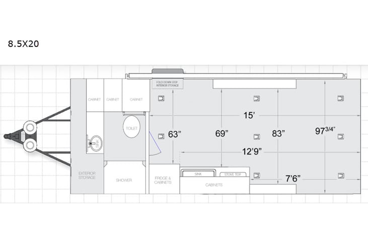 Representative floor plan provided by a trusted RVshare partner.