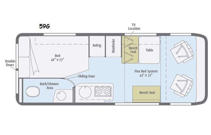 Representative floor plan provided by a trusted RVshare partner.