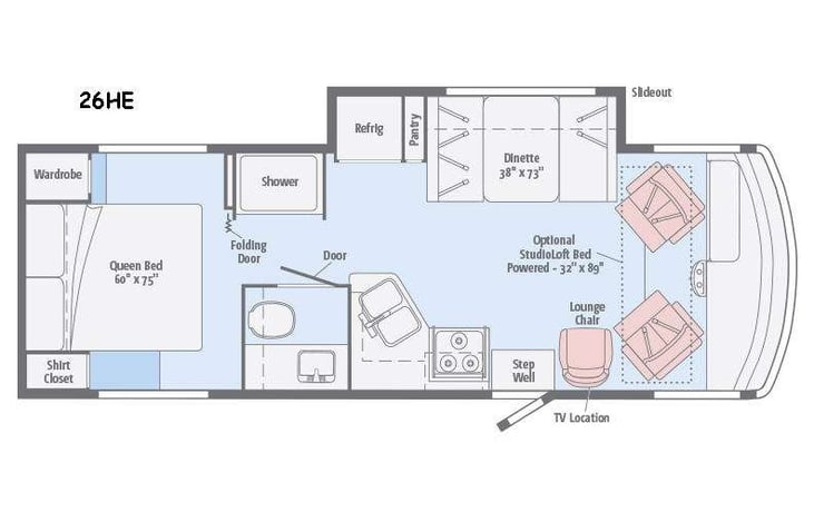Representative floor plan provided by a trusted RVshare partner.