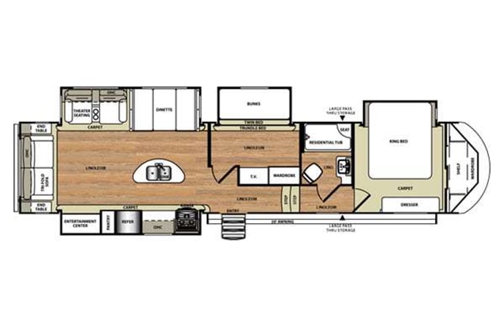 Representative floor plan provided by a trusted RVshare partner.