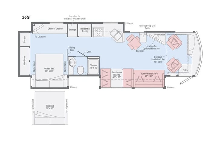 Representative floor plan provided by a trusted RVshare partner.