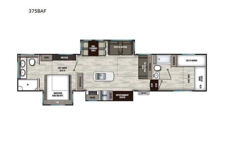 Representative floor plan provided by a trusted RVshare partner.
