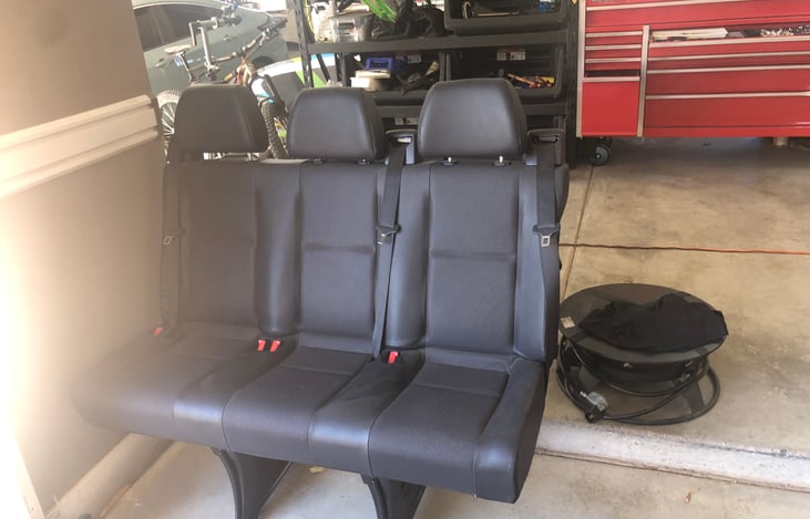 We normally use just with the front 2 seats for my wife and I.  Occasionally our teenagers and friends go with us.  Extra 3 seats with belts fit up to 5 people.  When more people come, 3 use tent