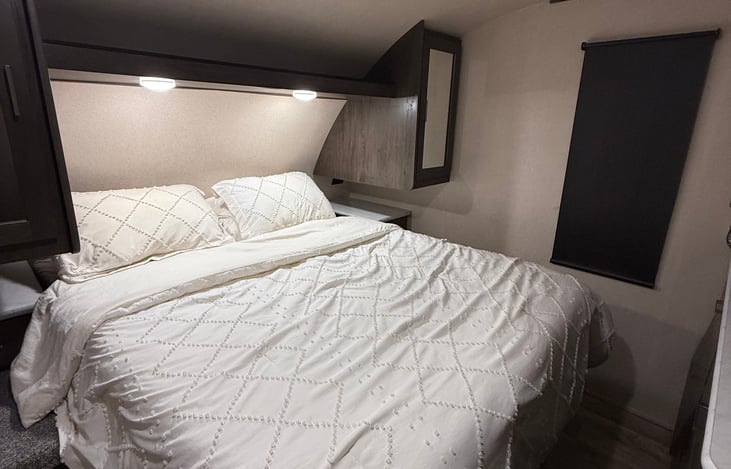 Queen Master bed. Bring your own sheets, bedding, and pillows!