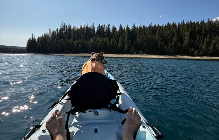 Kena and I in the kayak at Crescent lake.
