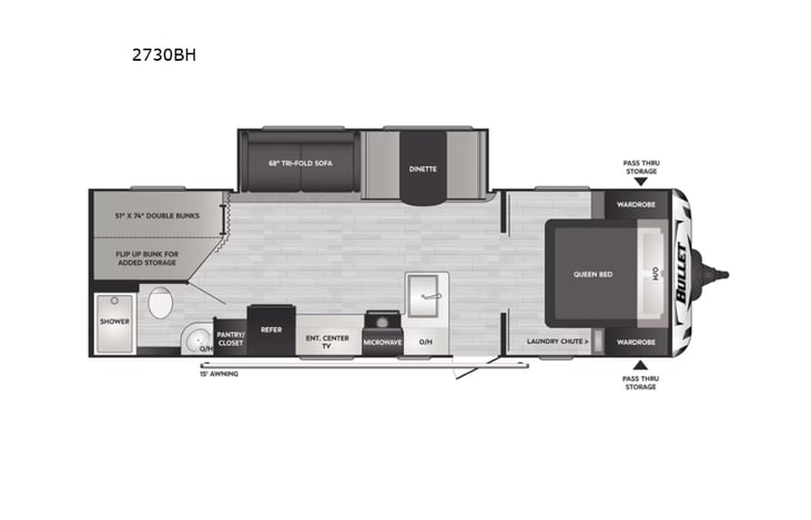 Representative floor plan provided by a trusted RVshare partner.