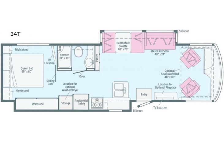 Representative floor plan provided by a trusted RVshare partner.