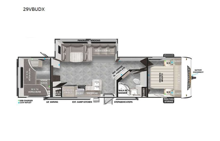 Representative floor plan provided by a trusted RVshare partner.