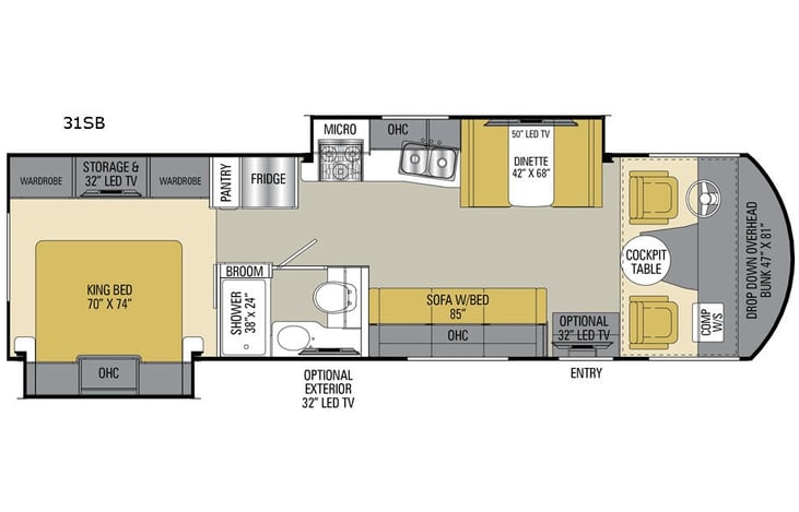 Representative floor plan provided by a trusted RVshare partner.
