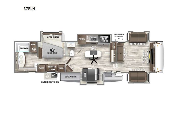 Representative floor plan provided by a trusted RVshare partner.