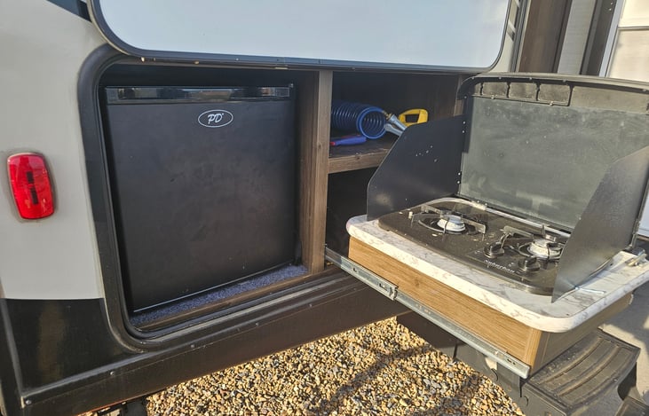Outdoor kitchen setup.