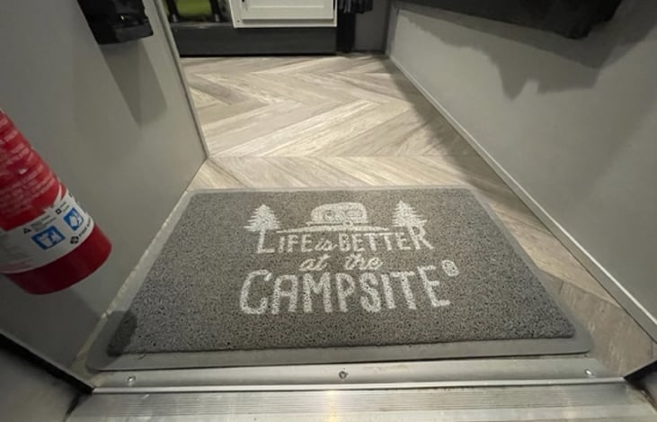 Life is much better at the campsite! and this keeps the floor clean for you ;)