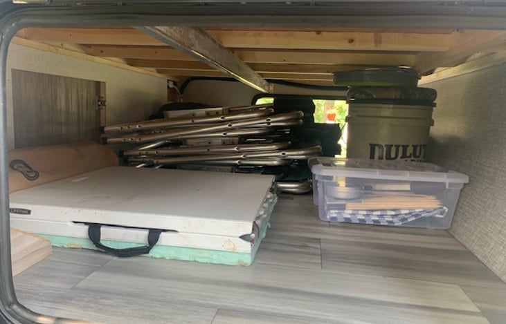 All things needed for outdoors
Chairs
Folding water resistant table
Picnic table covers with clips
Outdoor camping rug