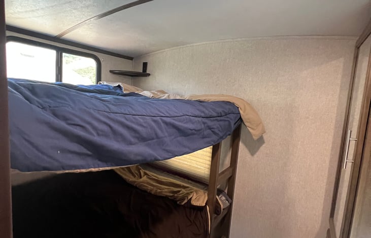 Bunkhouse beds are double size.
