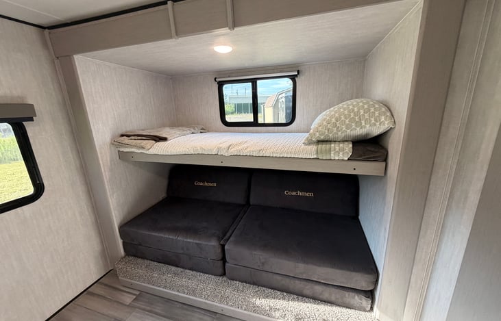 Upper and lower bunk bed.