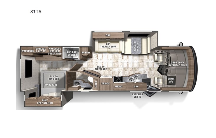 Representative floor plan provided by a trusted RVshare partner.