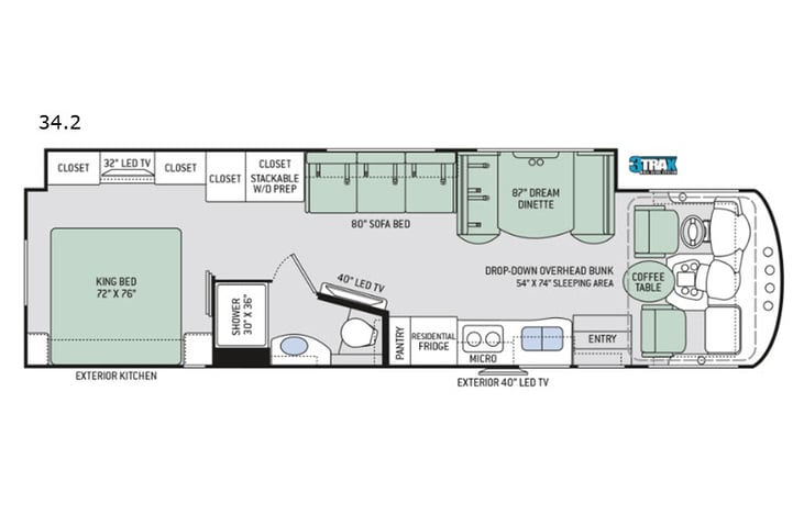 Representative floor plan provided by a trusted RVshare partner.