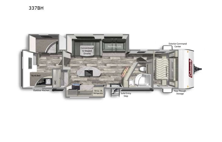 Representative floor plan provided by a trusted RVshare partner.