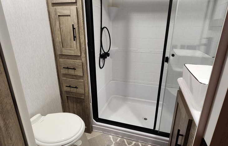 Bathroom with large shower
