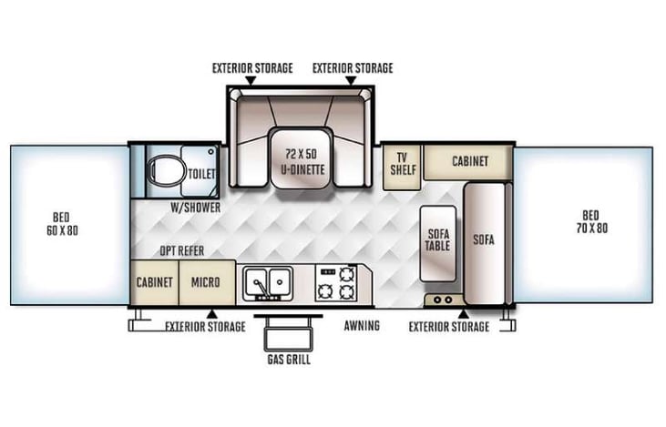 Representative floor plan provided by a trusted RVshare partner.