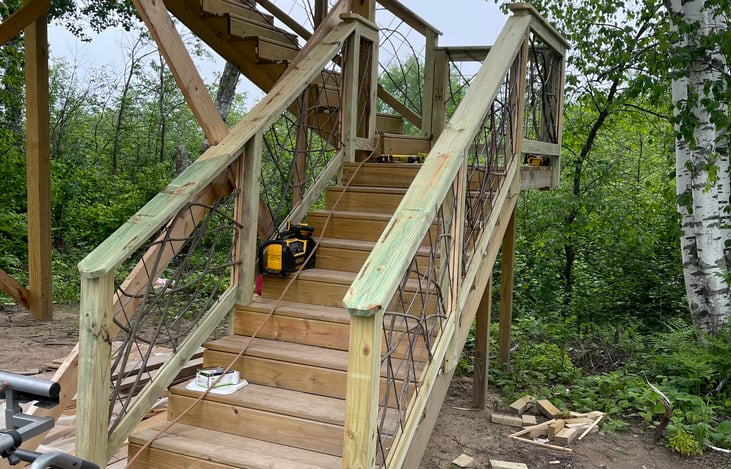 During construction of the wildlife tower staircase!