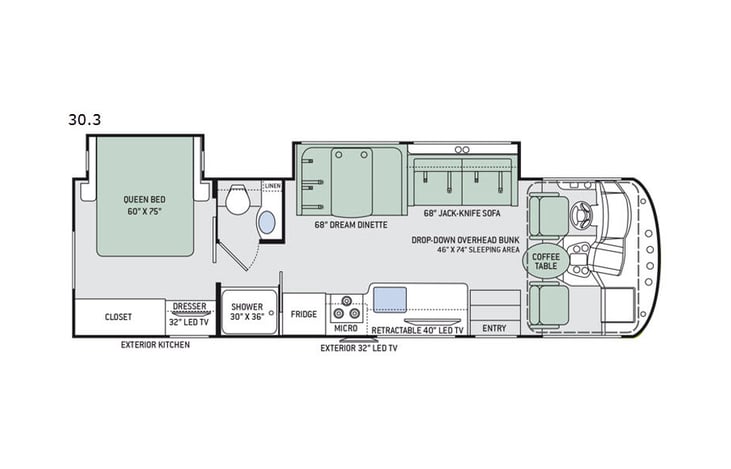 Representative floor plan provided by a trusted RVshare partner.