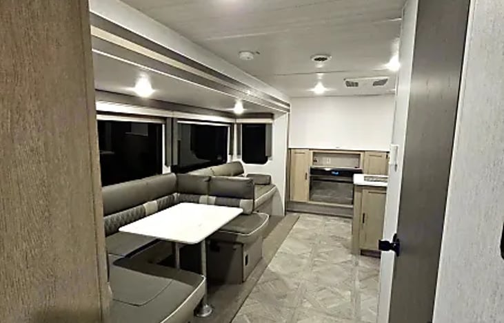 Living area from read bedroom entrance facing toward the front.