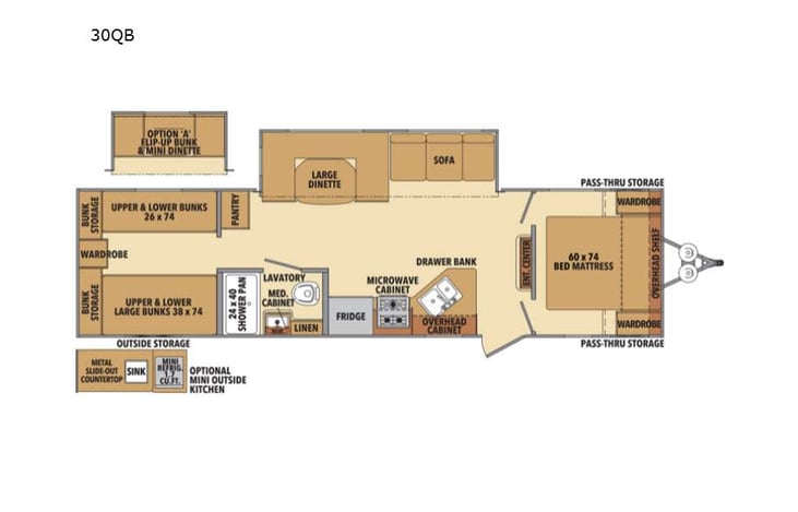 Representative floor plan provided by a trusted RVshare partner.
