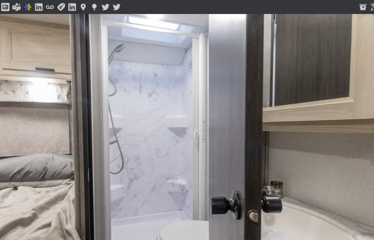 Shower and private bathroom. Off grid hot water available.