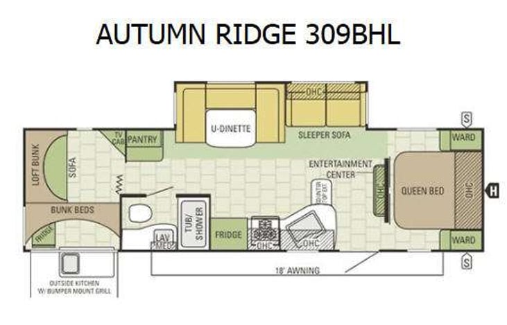Representative floor plan provided by a trusted RVshare partner.