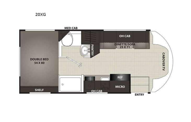Representative floor plan provided by a trusted RVshare partner.